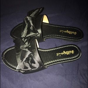 Dolly mix black satin sandal / slides
